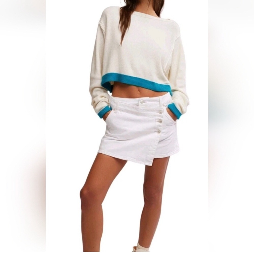 Free People Into the Blue Crop Sweater